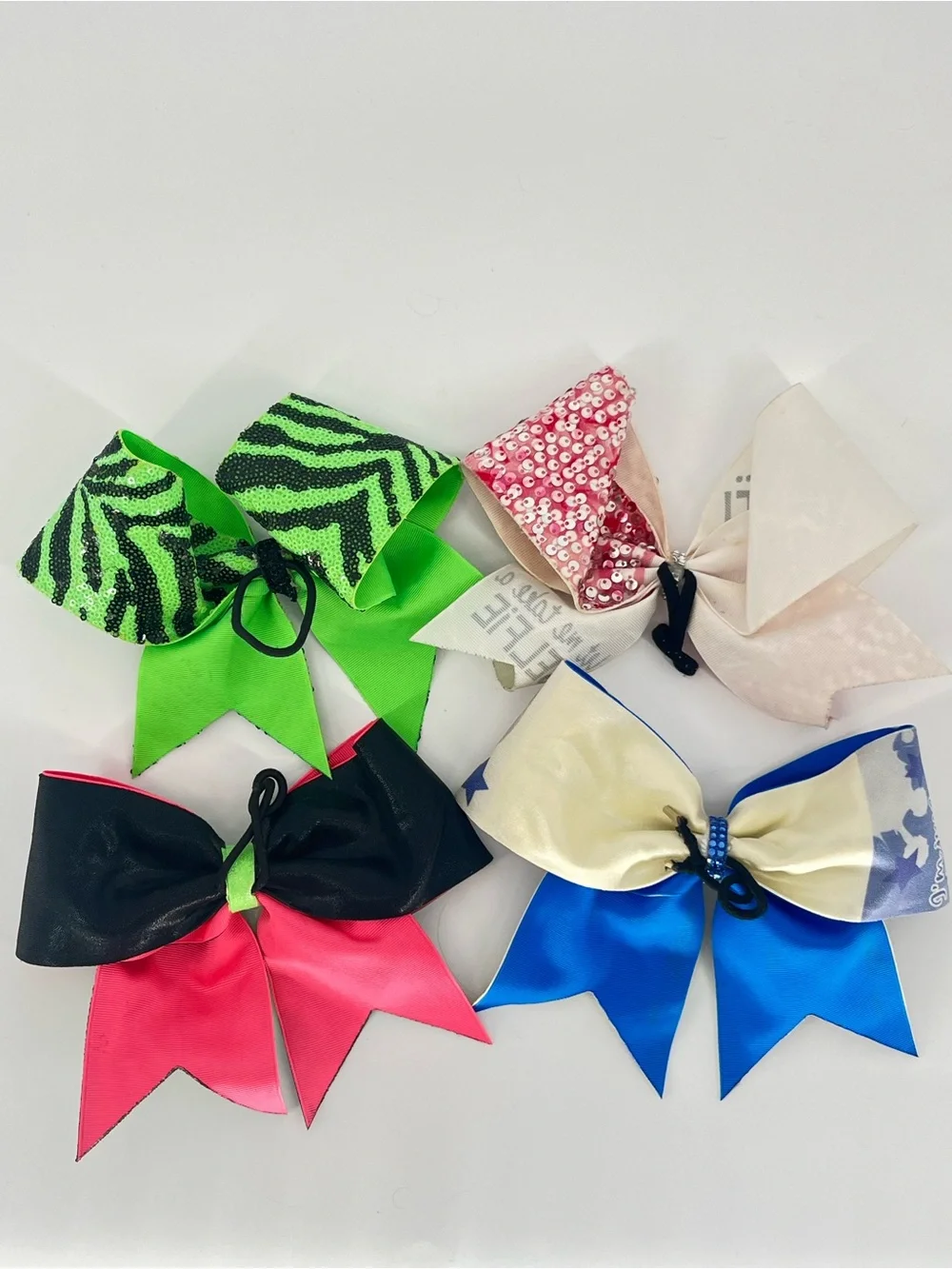 Lot of 4 Cheer Hair Bows JoJo Siwa Taylor Swift Neon Y2K Dance Competition